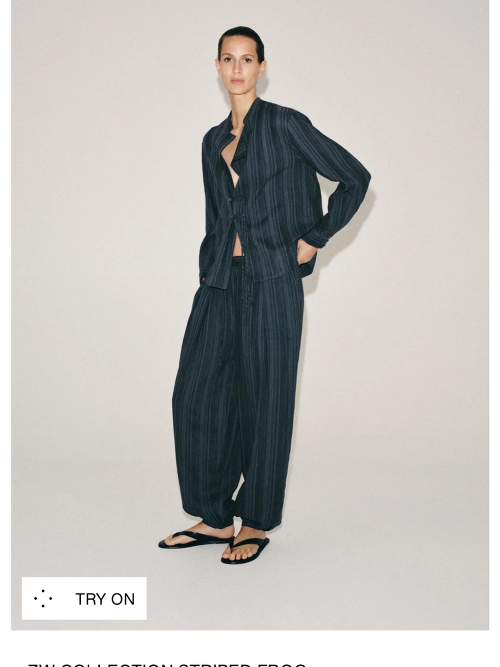 NWT Zara Navy Pinstripe Wide-Leg Pants and top